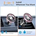 Kaistyle for Magsafe Car Mount【20 Strongest Magnets】 Magnetic Phone Holder for Car Phone Holder Mount Dash【360°】 Cell Phone Mount for Car Accessories for Women Men iPhone 17 Pro Max 16 15 (Pink)
