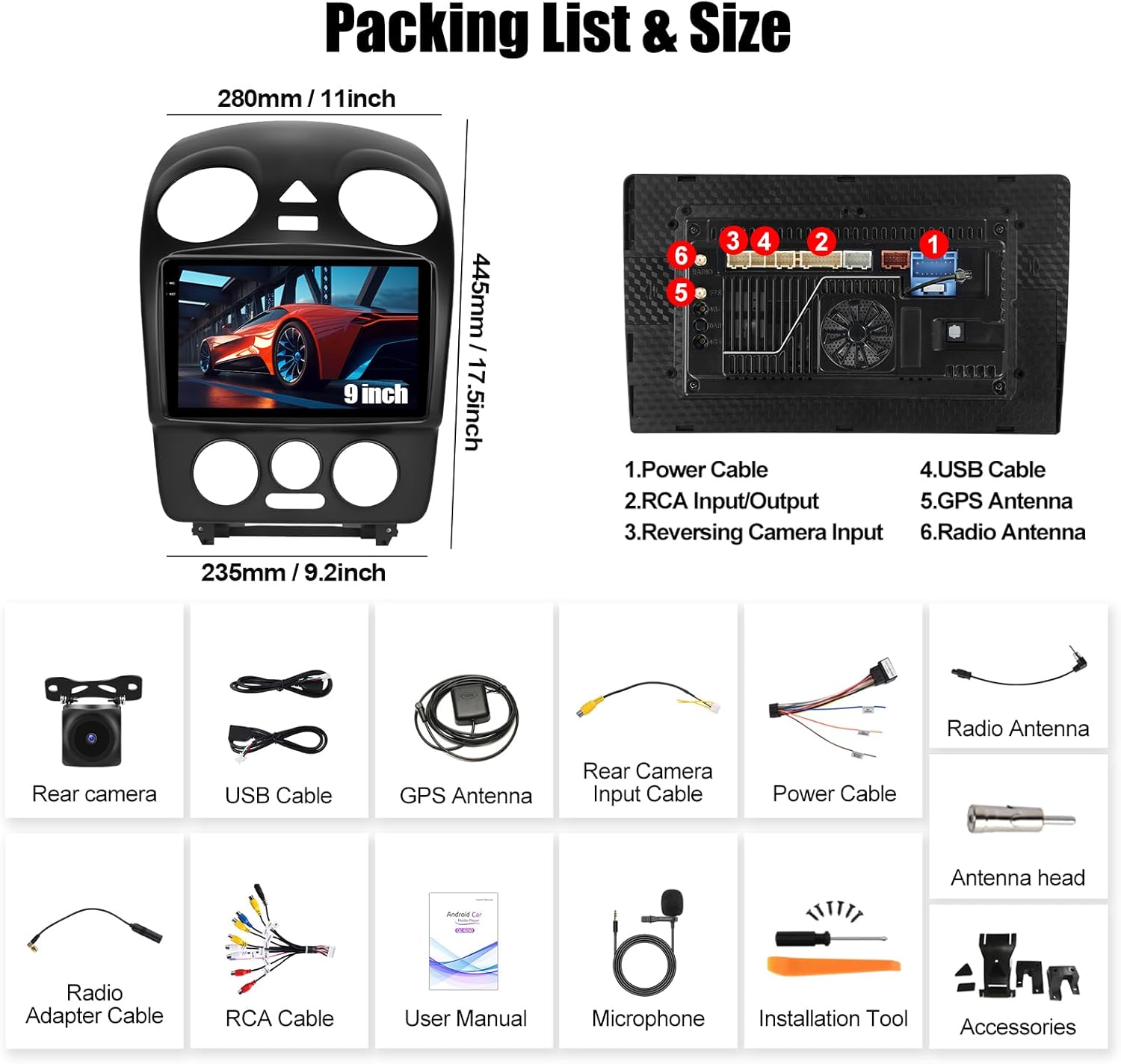 8 Core Qualcomm Android Car Stereo for Beetle 2004-2010 9 Inch Touch Screen with CarPlay Android Auto 4G+64G Bluetooth Cooling Fan Weather Forecast UI Design Intelligent Voice