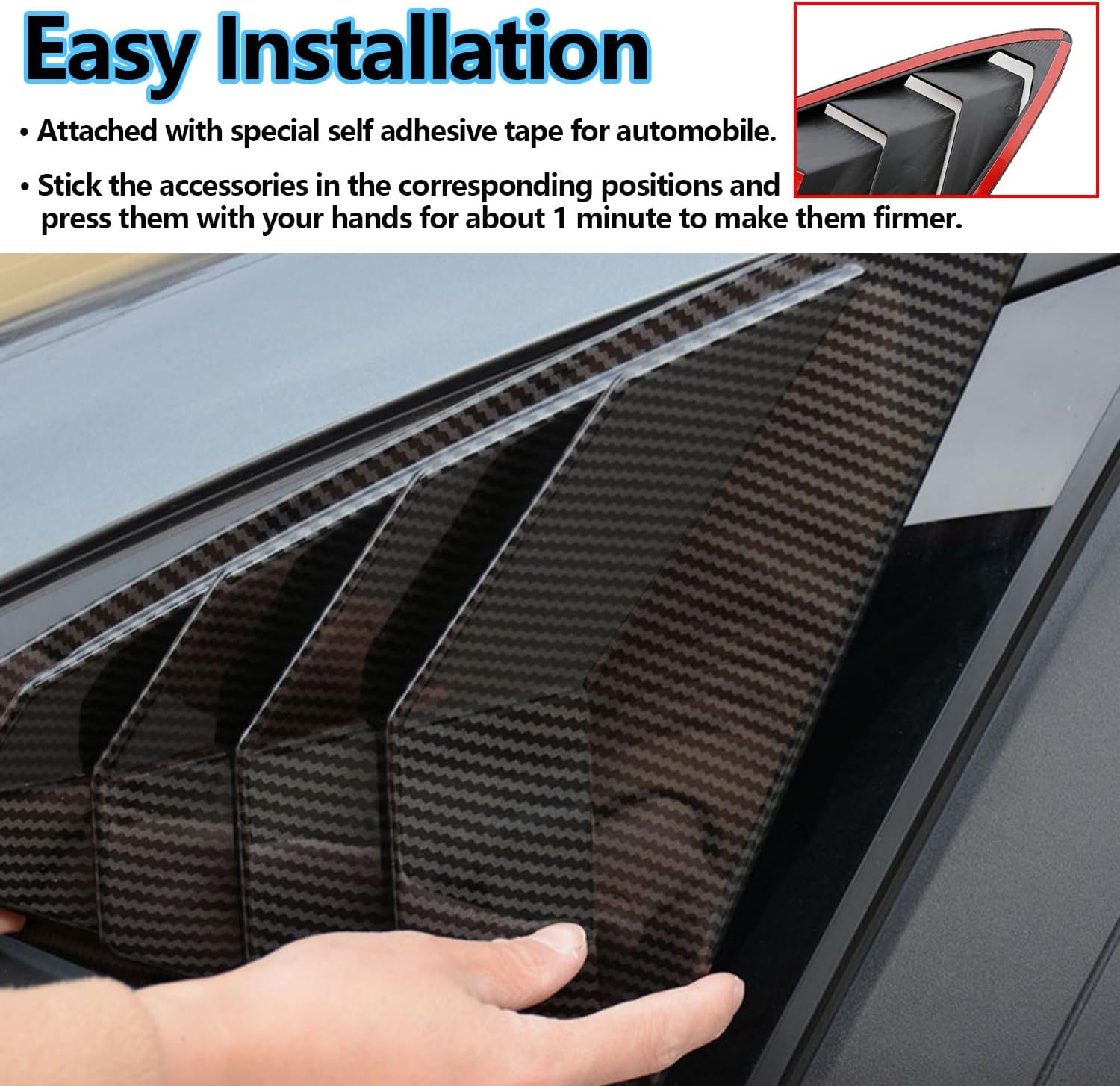 for Hyundai Sonata 2011 2012 2013 2014 Accessories Racing Style Rear Side Window Louvers Side Window Scoop Covers Vent Auto Exterior Decoration Accessories 2PCS(Carbon Fiber)