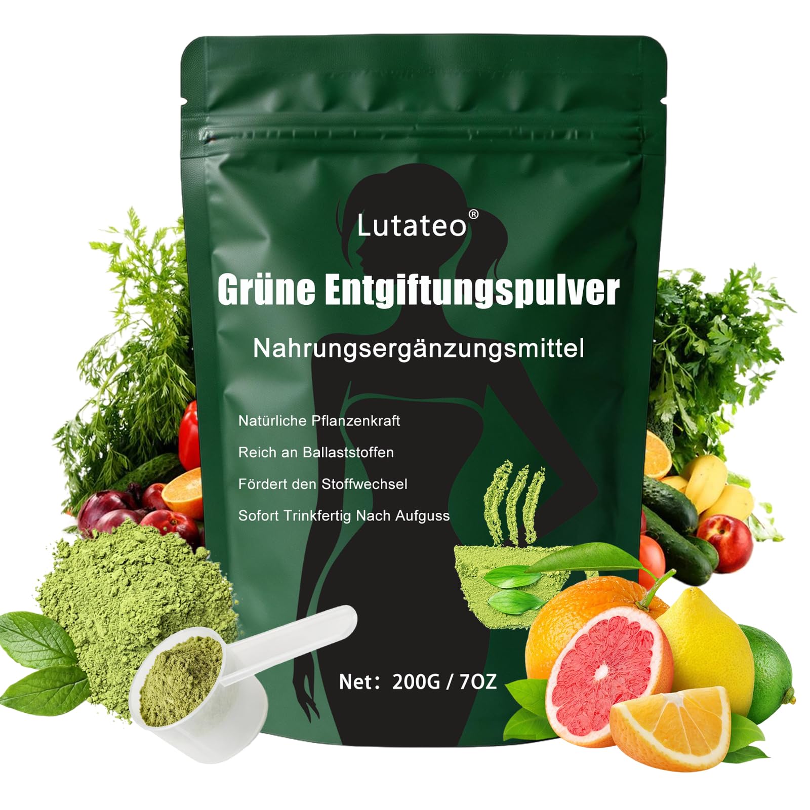Grüne Entgiftungspulver,Grünes Superfood Entgiftungspulver Helfer,Greens Pulver Helfer,200g Grüne Balance Stoffwechsel-Pulver,Stoffwechsel Helfer Für Energie & Wohlbefinden Und Sorgt Für Sanfte Pflege