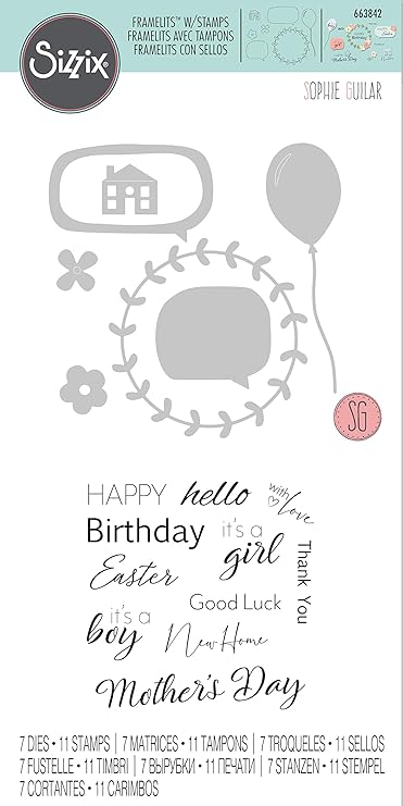 Sizzix Set Di Fustelle Framelits 7 Pz Con Timbri Frasi Per Ricorrenze Di Sophie Guilar Multicolore lia Unica Amazon It Casa E Cucina