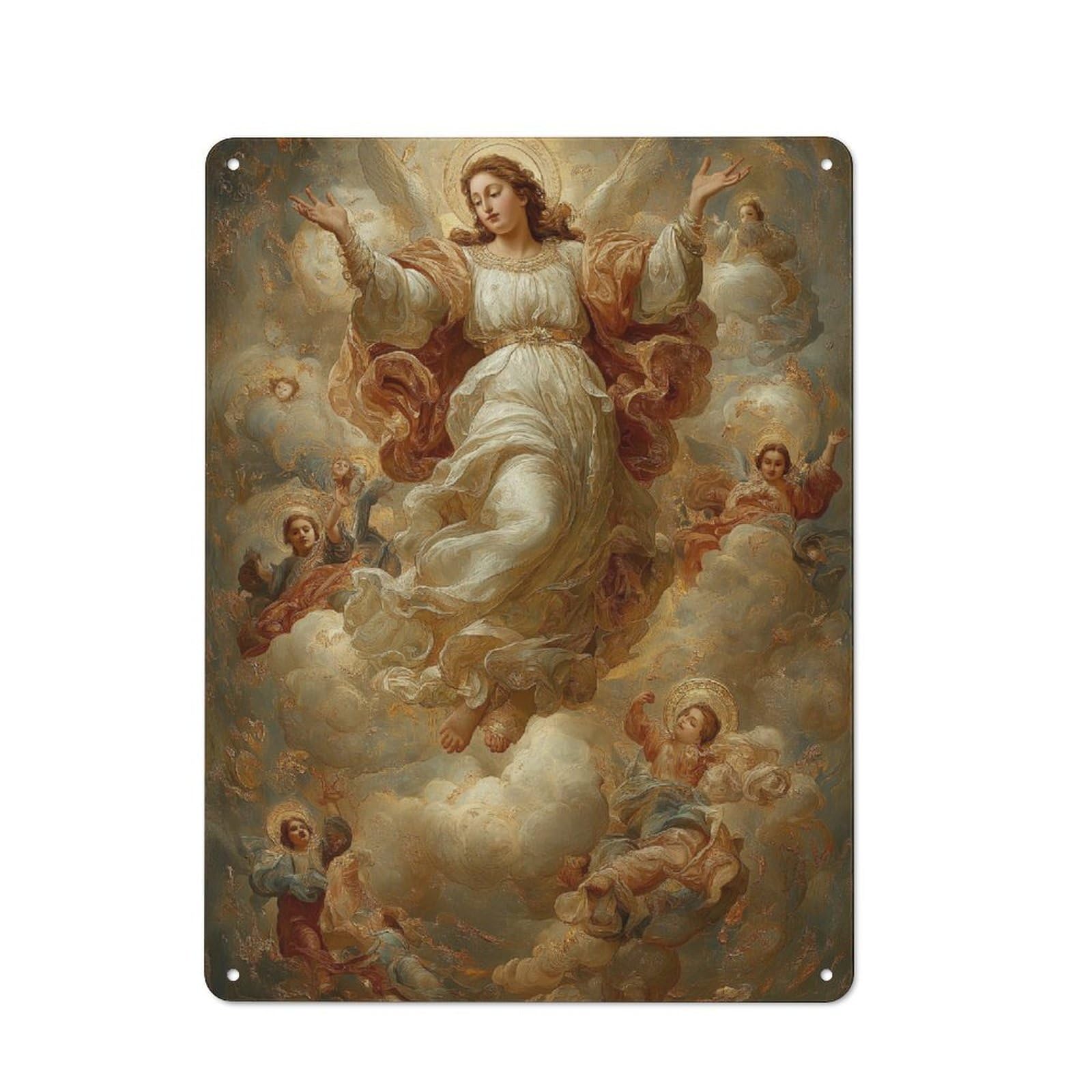 Junmoney Heavenly Serenity Rustic Metal Wall Sign 40X30cm For Home Office Or Studio, For Garage, Workshop And Man Cave Decoration