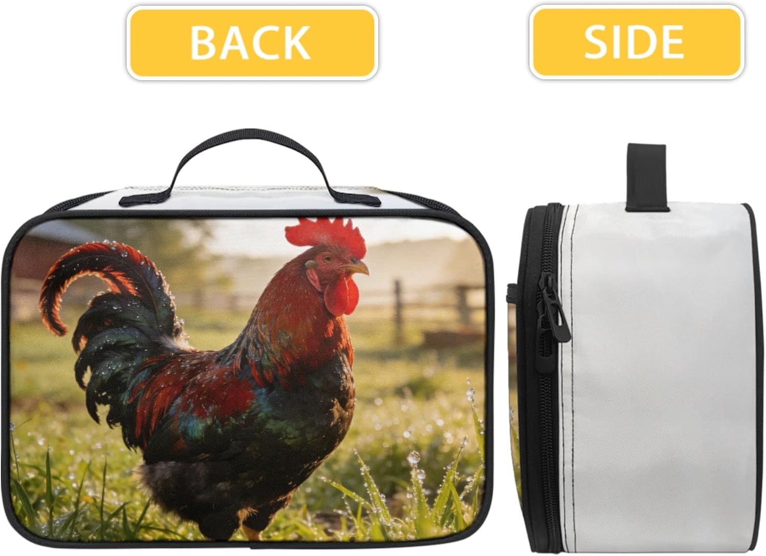 Amzbeauty Rooster Backpack And Lunch Box Set Of 2 Kids Boys 17 Inch Large Capacity Book Bags Elementary Student Lightweight School Bag With Insulated Lunch Bag For Camping Travel