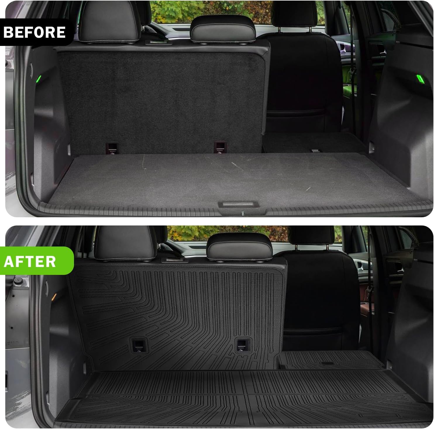 Cargo Liner for Volkswagen VW Atlas Cross Sport (5 Passenger Models Only) 2020-2024 2025 All Weather Cargo Mat, Fit TPE Anti-Slip Car Seat Back Protector Accessories (with Backseat Mat)