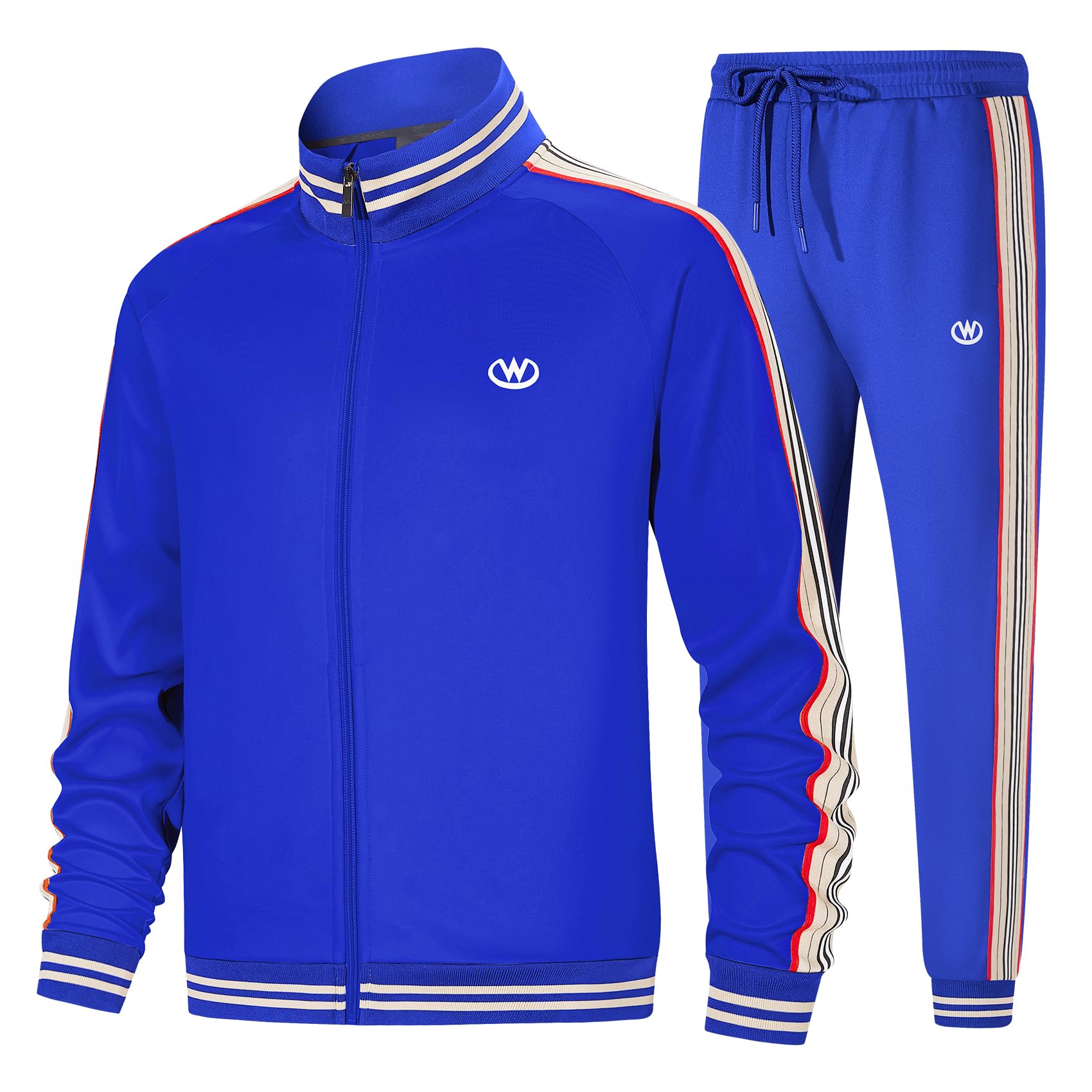 W JIANWANG Męski dres treningowy, dres do joggingu, strój sportowy, 2-częściowy, swobodny, sportowy jogging