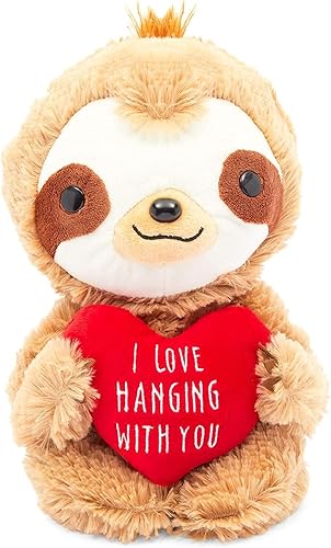 Miniatura 4 de BLUE PANDA Peluche de perezoso con corazón rojo, I Love Hanging with You (10 pulgadas)
