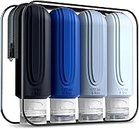 Vista 23 de Botellas de viaje para artículos de aseo personal, contenedores de tamaño de viaje aprobados por la TSA de 3 oz, sin BPA, a prueba de fugas