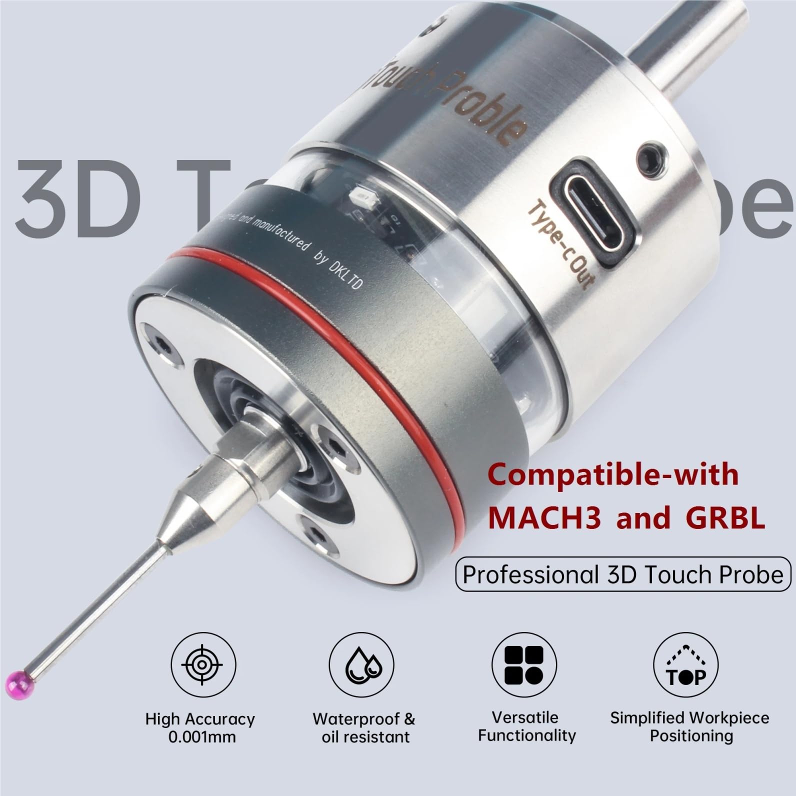 Wyszukiwarka krawędzi 3D V6 Anti-Roll 3D Edge Finder Frezarka CNC Touch Probe do wyszukiwania centrum WP-500 (pełny zestaw)