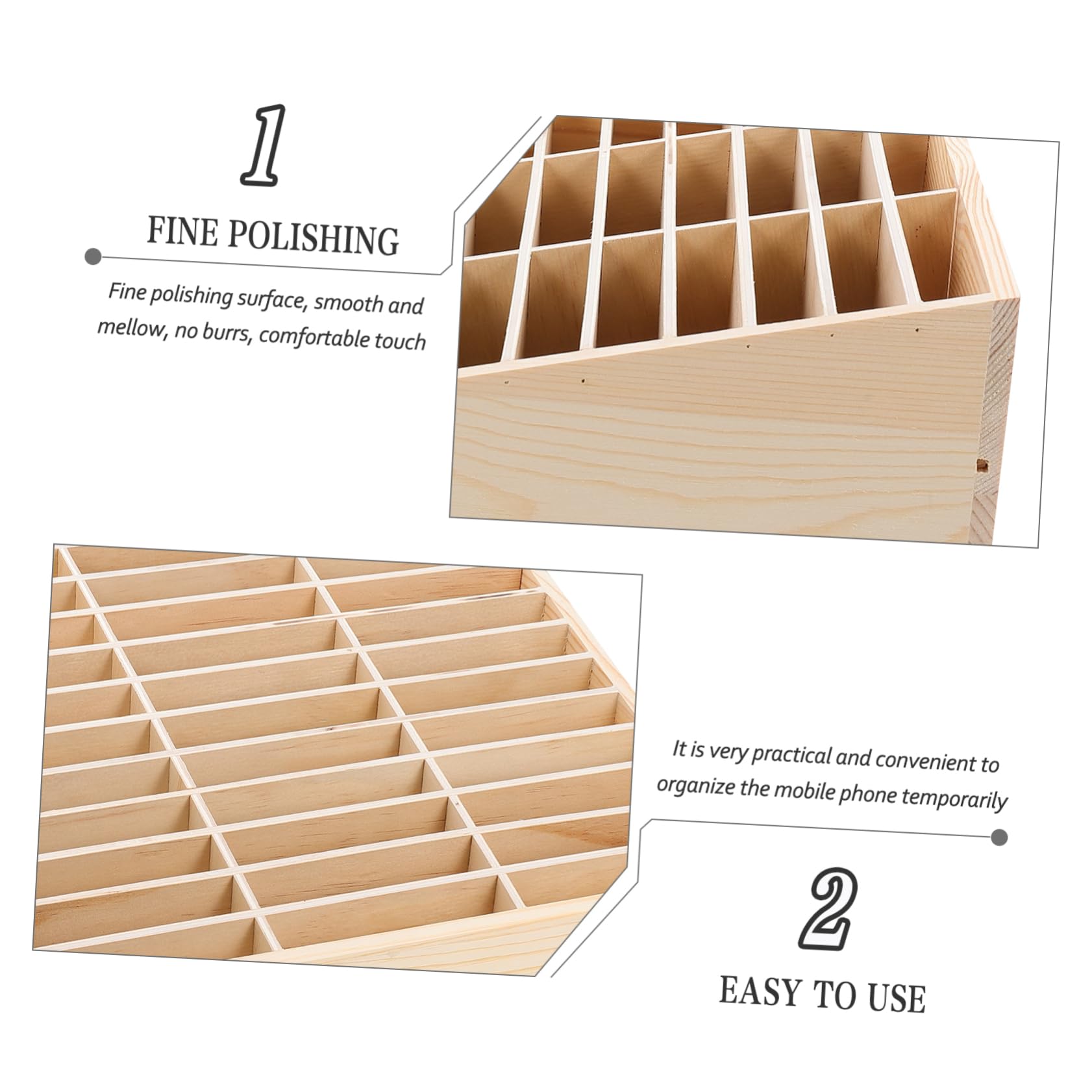 Caja para Guardar Moviles de Madera Múltiples Compartimentos, Organizador de Escritorio para Teléfono Móvil Adecuado para Aula y Sala de Reuniones