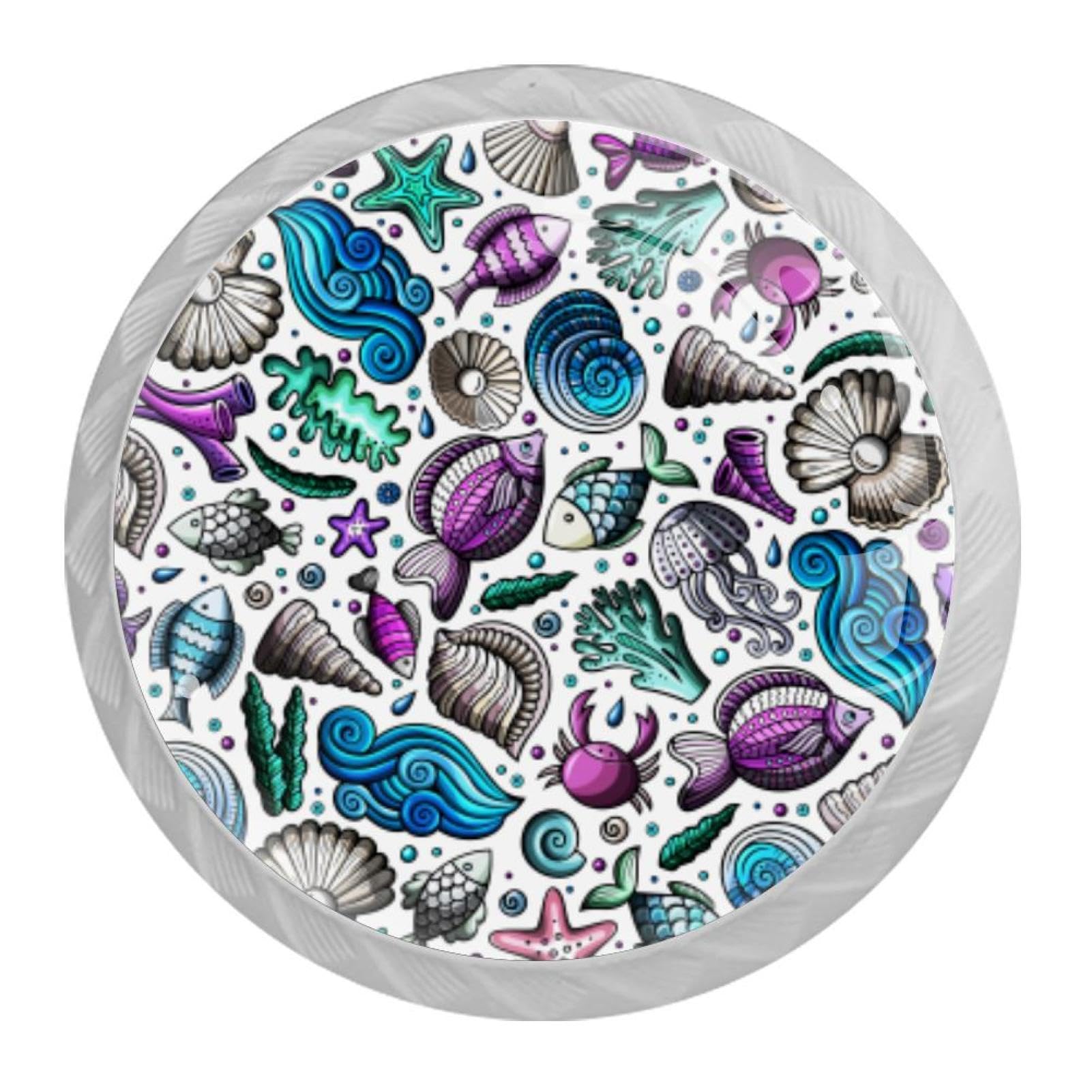 Tqmspg Multi11 4 Pieces Drawer Pulls Jellyfish Door Knobs Dresser Handles For Kitchen Wardrobe Cupboard Hardware Furniture