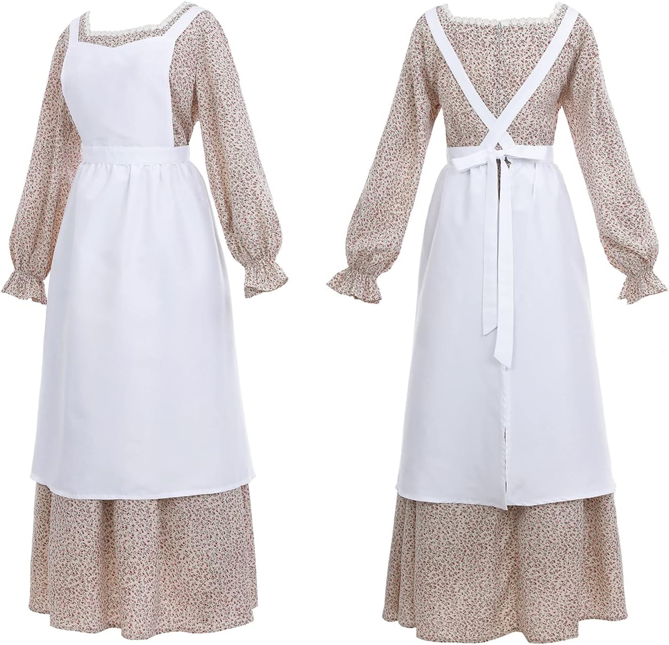 CR ROLECOS Colonial Pioneer Prairie Dress Women Floral Amish Dresses Pilgrim Costume Pioneer Trek Clothing