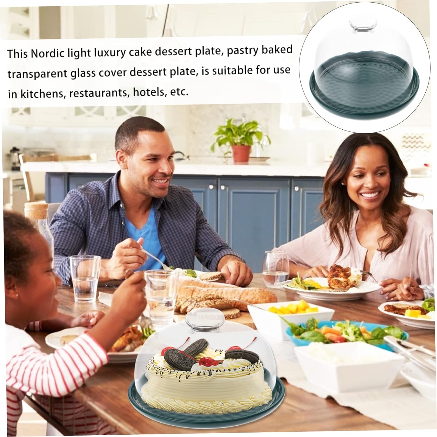 Nordic Luxury Dessert Tray Glass Cover 12-Inch Cake Display Stand for Weddings and Parties Elegant Serving Platter for Pastries and Breads