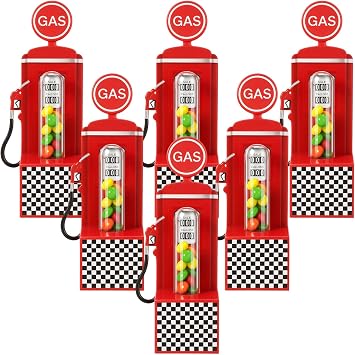 6 Pcs Race Car Party Favor Gas Station Box Candy Tube, Red | Race Car Birthday Party Decorations, Gas Station Racecar Treat Box, Race Car Goodie Candy Tube, for Racecar Party Favors