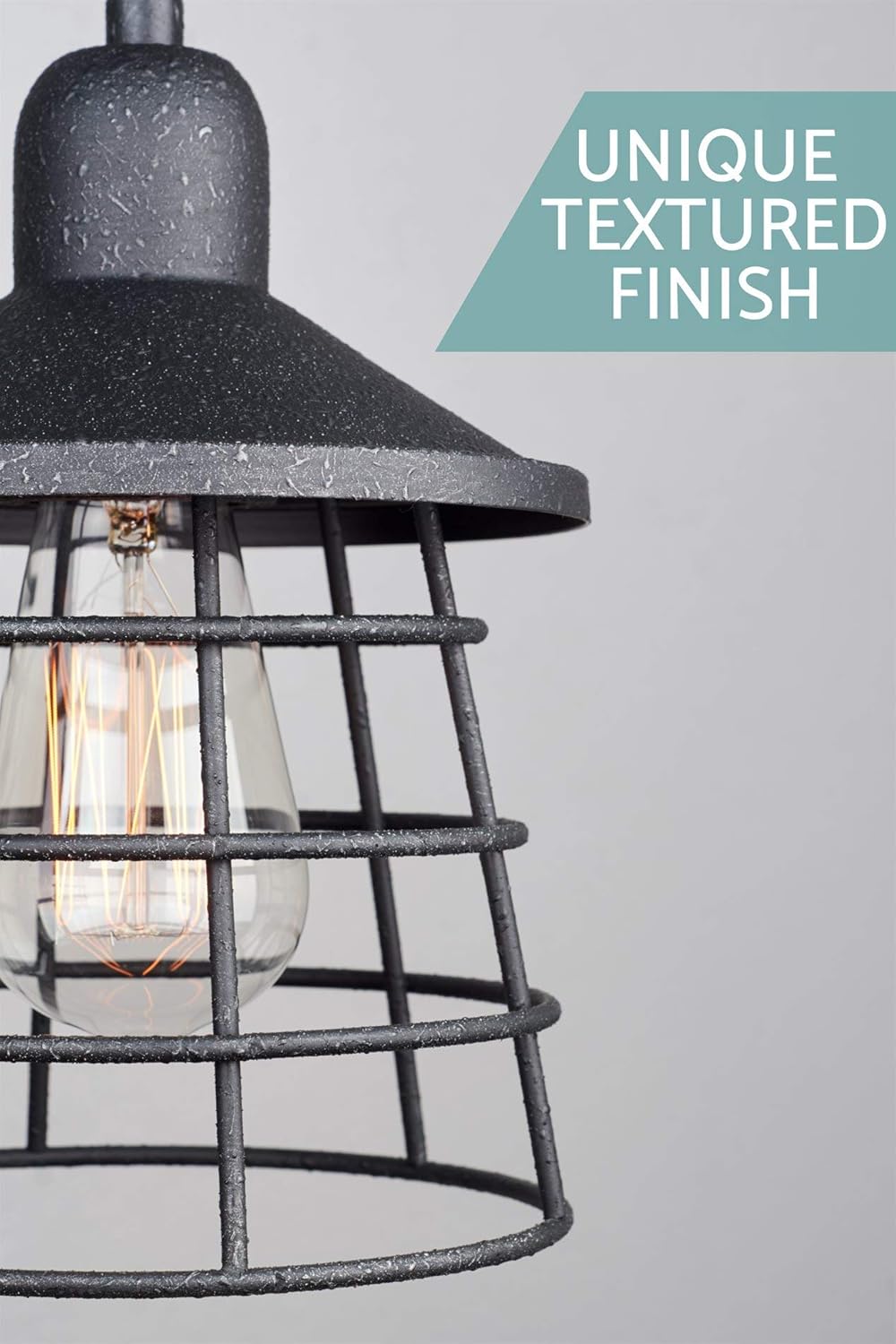 Rеvіеw Kira Home Rowan 26 5-Light Rustic Farmhouse Chandelier + Metal Cage Shades, Industrial Hanging Light for Foyer, Dining Room, Kitchen,Textured Black Finish