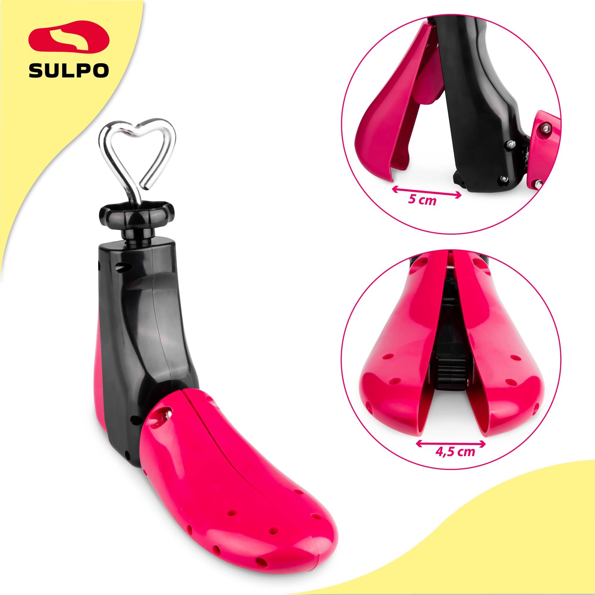 SULPO Horma de zapatos de 3 g. Extensor de zapatos, para zapatos apretados, para zapatos apretados, hombre, mujer, zapatillas, botas, botines - extrafuerte, ajustable