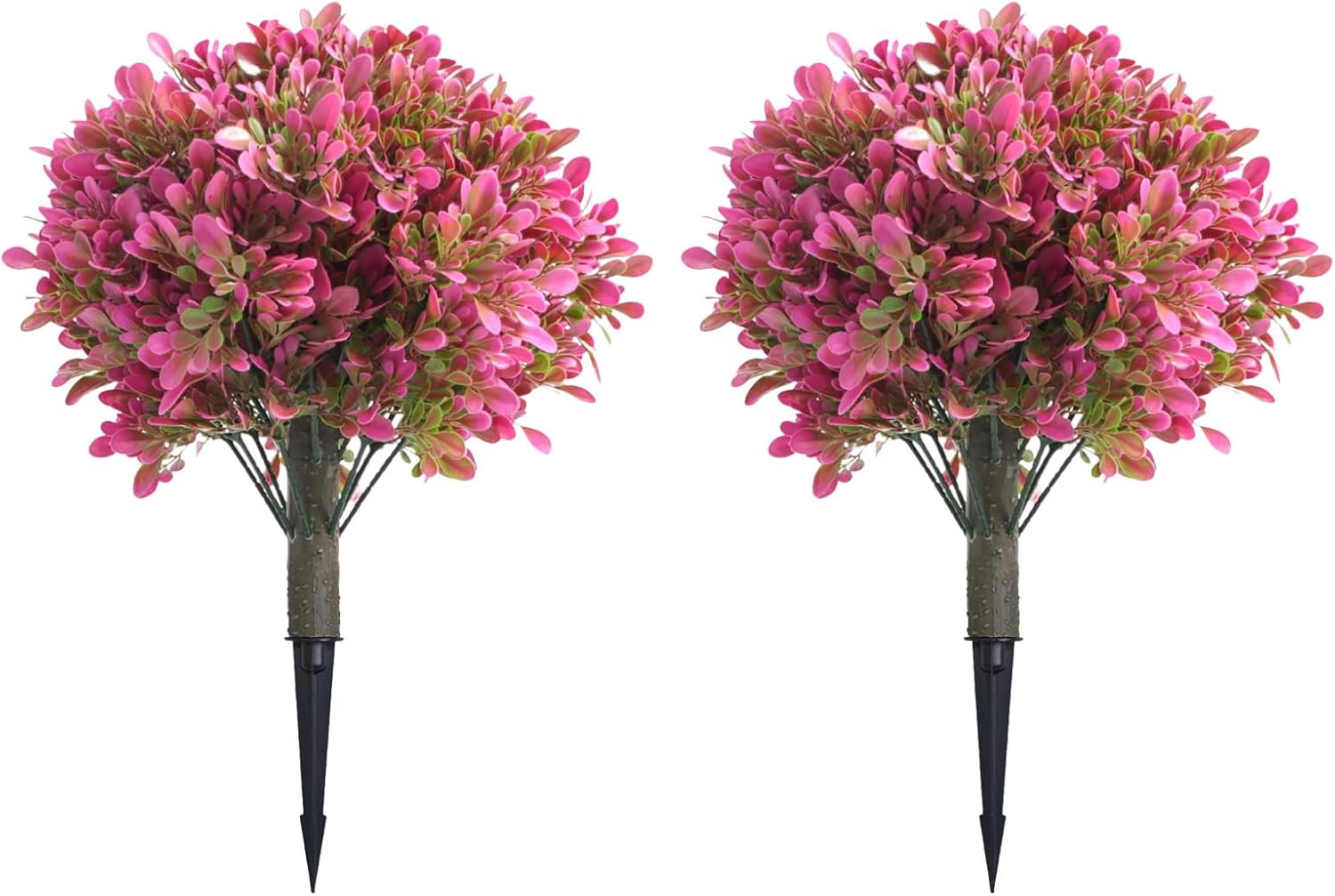 Artificial Topiary Ball Trees with Ground Spike Set of 2 17.8" Outdoor Faux Plants Realistic Fake Bushes Lifelike Shrubs Decorations for Outdoor Indoor Front Porch Garden