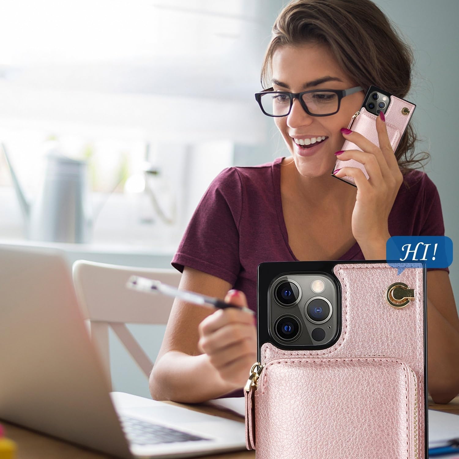 Generisch Etui do iPhone 16/16Plus/16Pro / 16Pro Max, etui z klapką na karty, odporne na upadki, regulowany pasek na ramię, etui ochronne (czarne, 16)