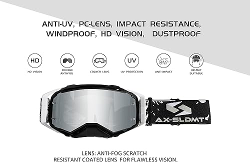 Miniatura 4 de Gafas de motocicleta de moda para ATVUTV MX todoterreno, motocross, esquí, UV400, antiarañazos, a prueba de polvo