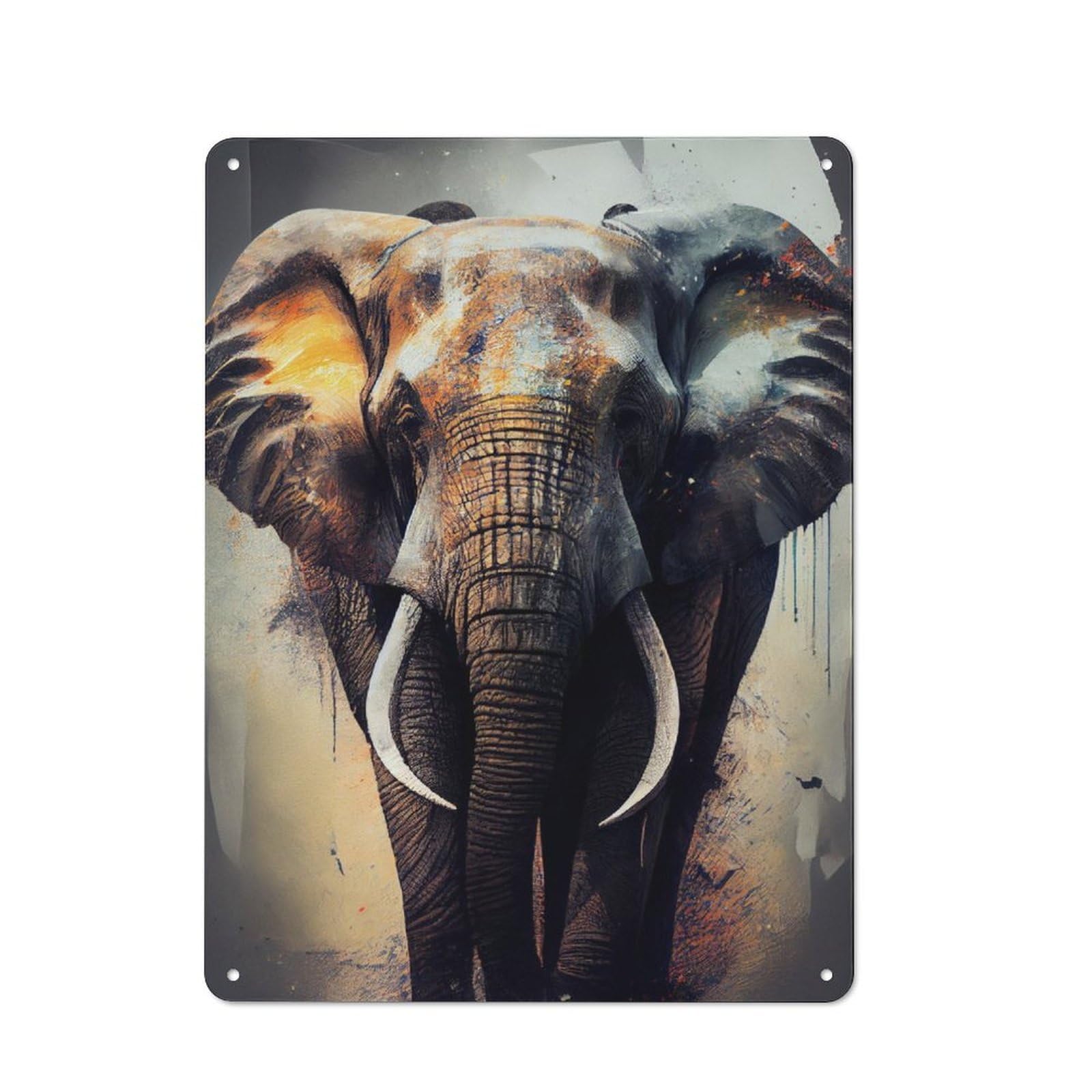 Junmoney Elephant Animal Rustic Metal Sign 40X30cm Featuring For Hallway Wall, For Collectors Decorating Hallways And Entrance Areas