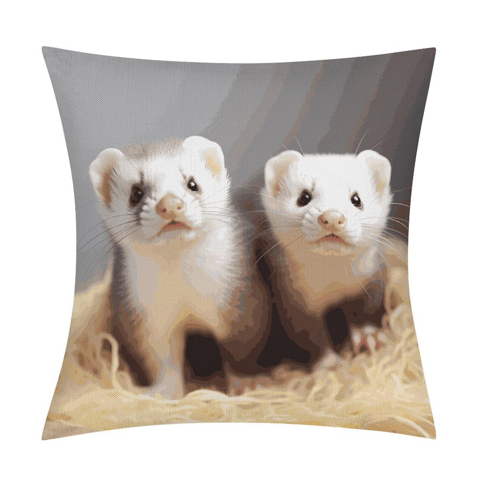 Fodpand Style Ferrets Pillow Covers 18X18 Inch, Pillow Cases Boho Farmhouse, Throw Pillow Covers For Couch Sofa Bed Spring Home Decor