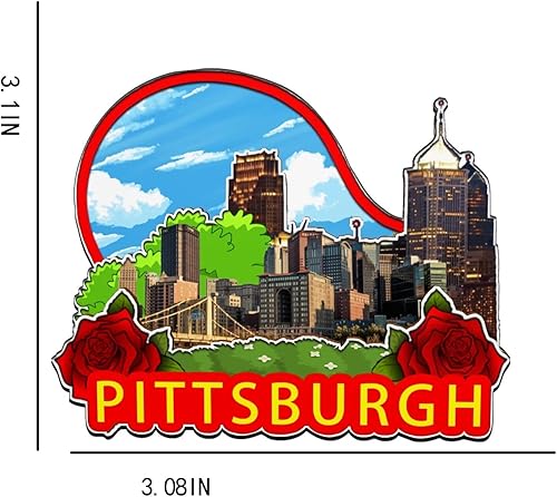 Miniatura 3 de Imán de madera para nevera de Pittsburgh Pennsylvania, Estados Unidos, monumentos 3D, recuerdos coleccionables, decoración hecha a mano, 1600