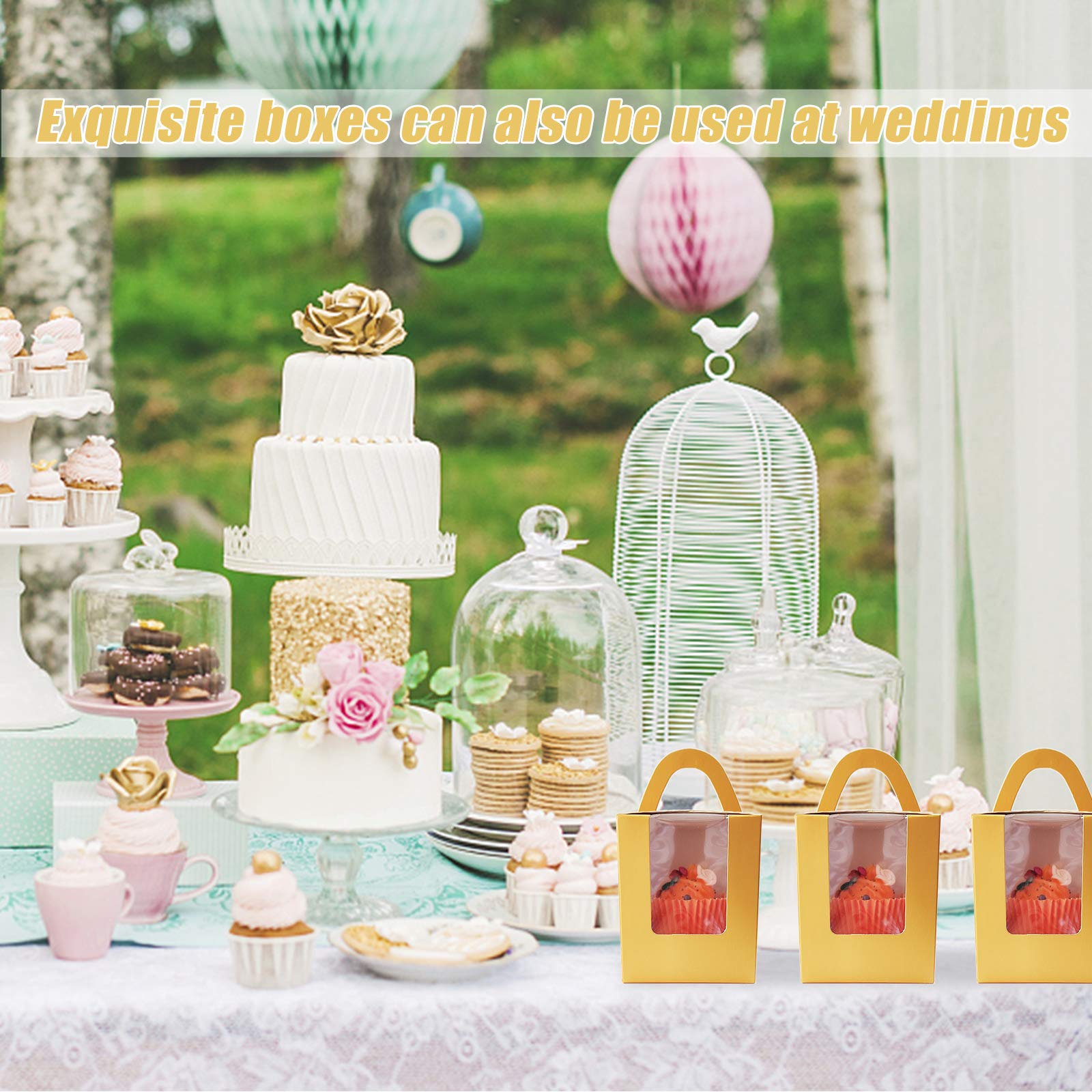 Cupcake-Boxen 50 Stück - Mit Fenster & Griff, Schwarz, Für Hochzeiten & Partys
