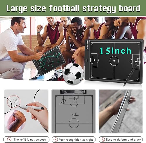Miniatura 5 de Newnaivete Tablero electrónico de entrenador de fútbol  Tabla de entrenamiento táctica de fútbol LCD con lápiz capacitivo para entrenador de fútbol,