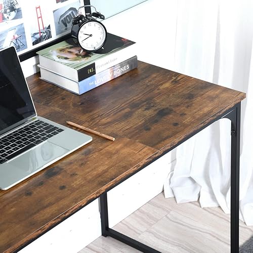 Miniatura 5 de Homy Casa Inc Dembe KD - Escritorio de tela para computadora de 47.2in, mesa de escritura, color marrón