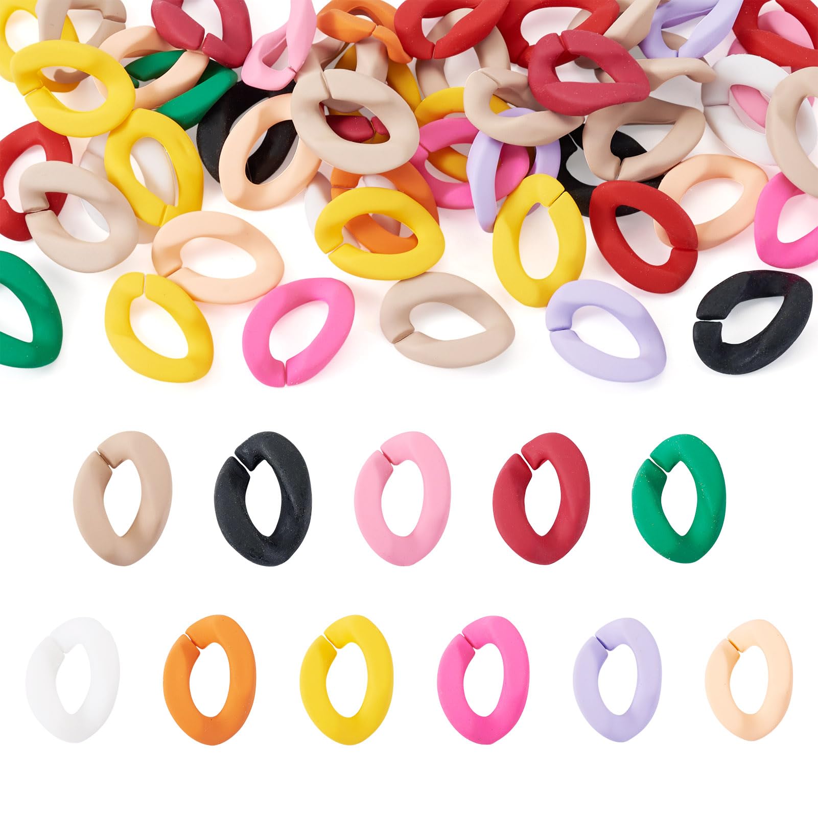 Cadenas de bordillo de acrílico con eslabones coloridos de goma para manualidades