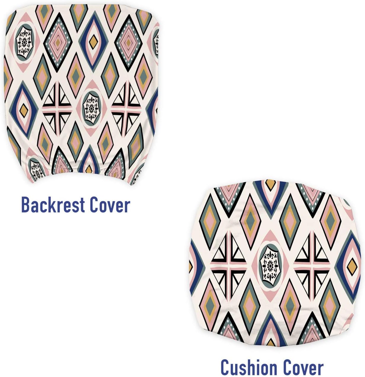 Ambesonne Boho Hippie Office Chair Slipcover, Geometric Drawings Repetitive Diamond Shaped Square Dotted Vintage Feels, Protective Stretch Decorative Fabric Cover, Standard Size, Multicolor