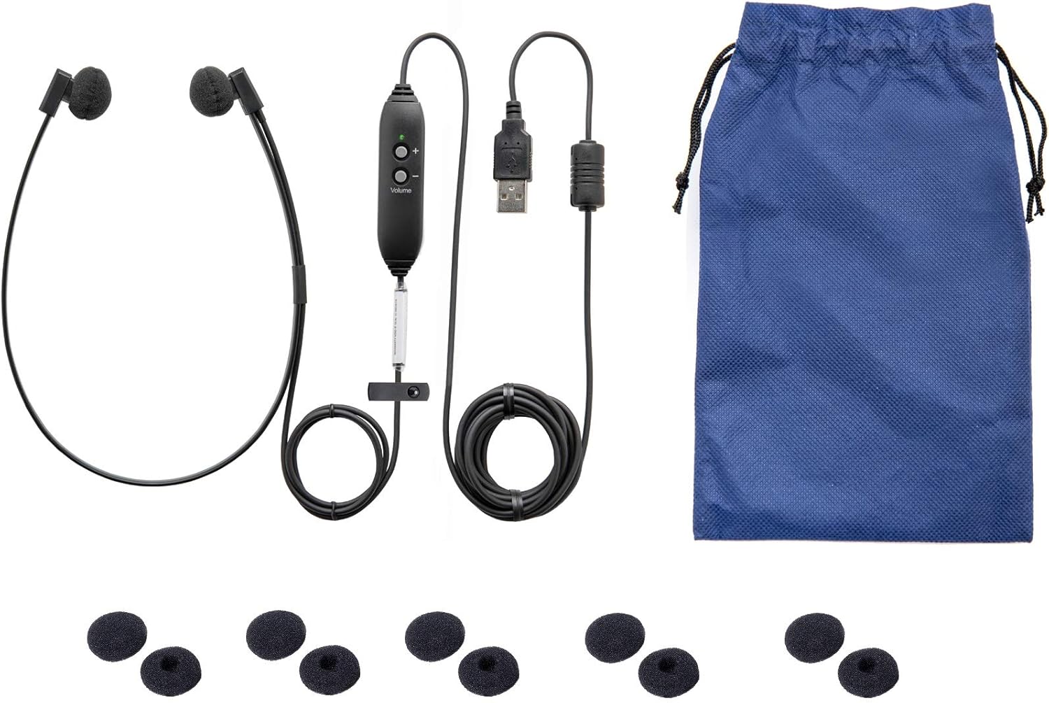 ECS Spectra USB Transcription Headset for PC with Volume