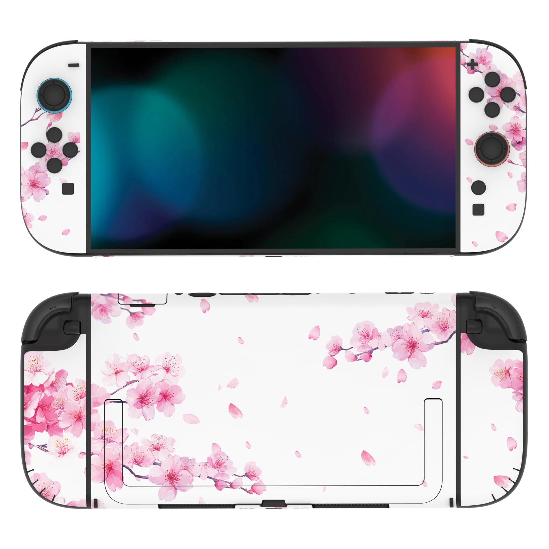 PlayVital Komplettschutz Folien-Set für Nintendo Switch 2 Konsole & Joy Con, Individuell gestaltete Vinyl-Aufkleber Zubehör für Nintendo Switch 2, Dock und Handgriffe – Cherry Blossoms Petals A - 5