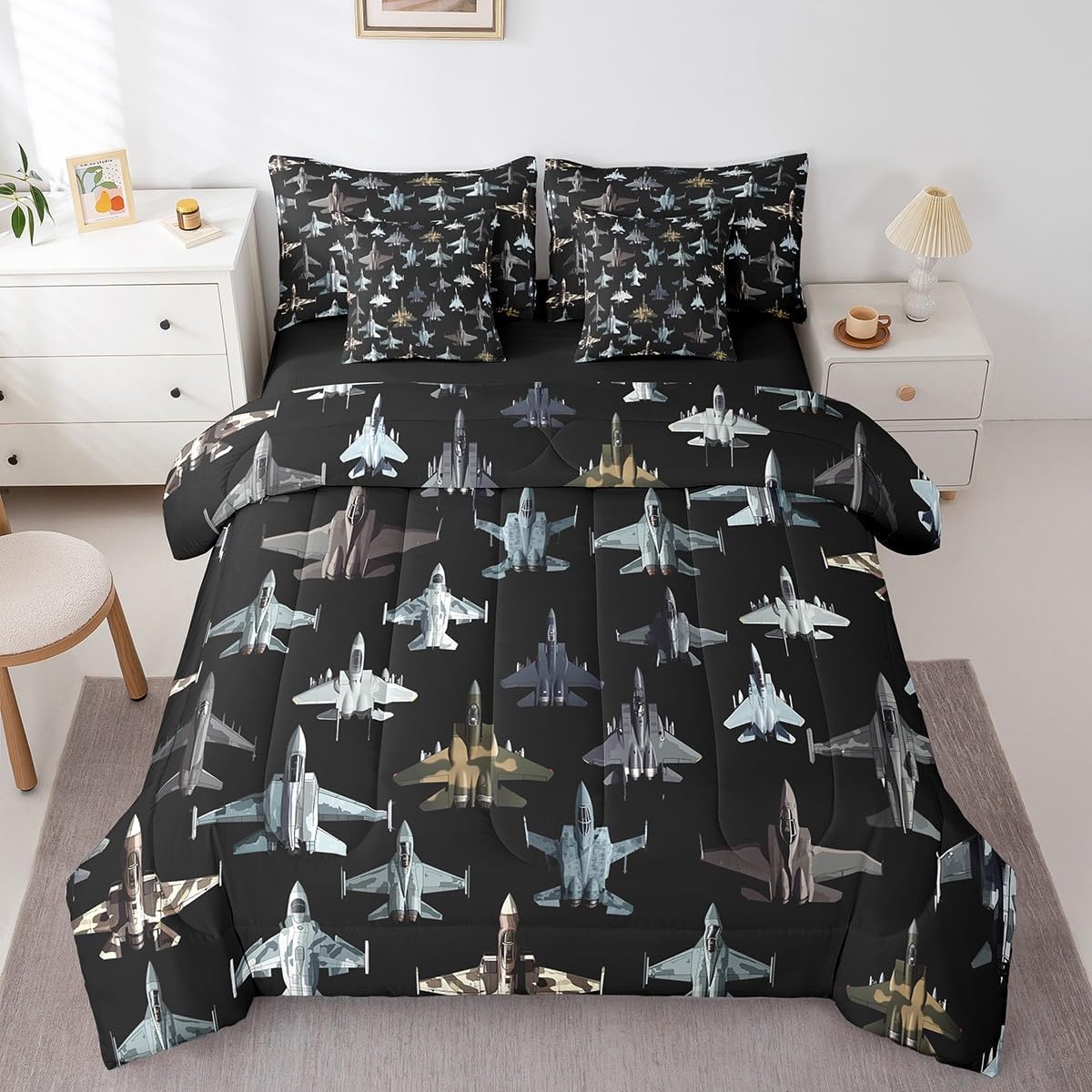 Erosebridal Modern Airplane Bed in a Bag Twin Size, Fighter