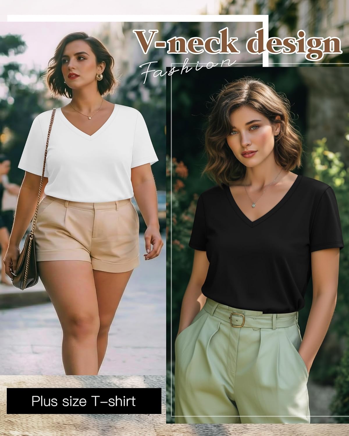 3 Pack Women's Plus Size T-Shirts, V Neck Short Sleeve Shirts Loose Fit Curved Hem Tees Casual Swing Tops - Image 4