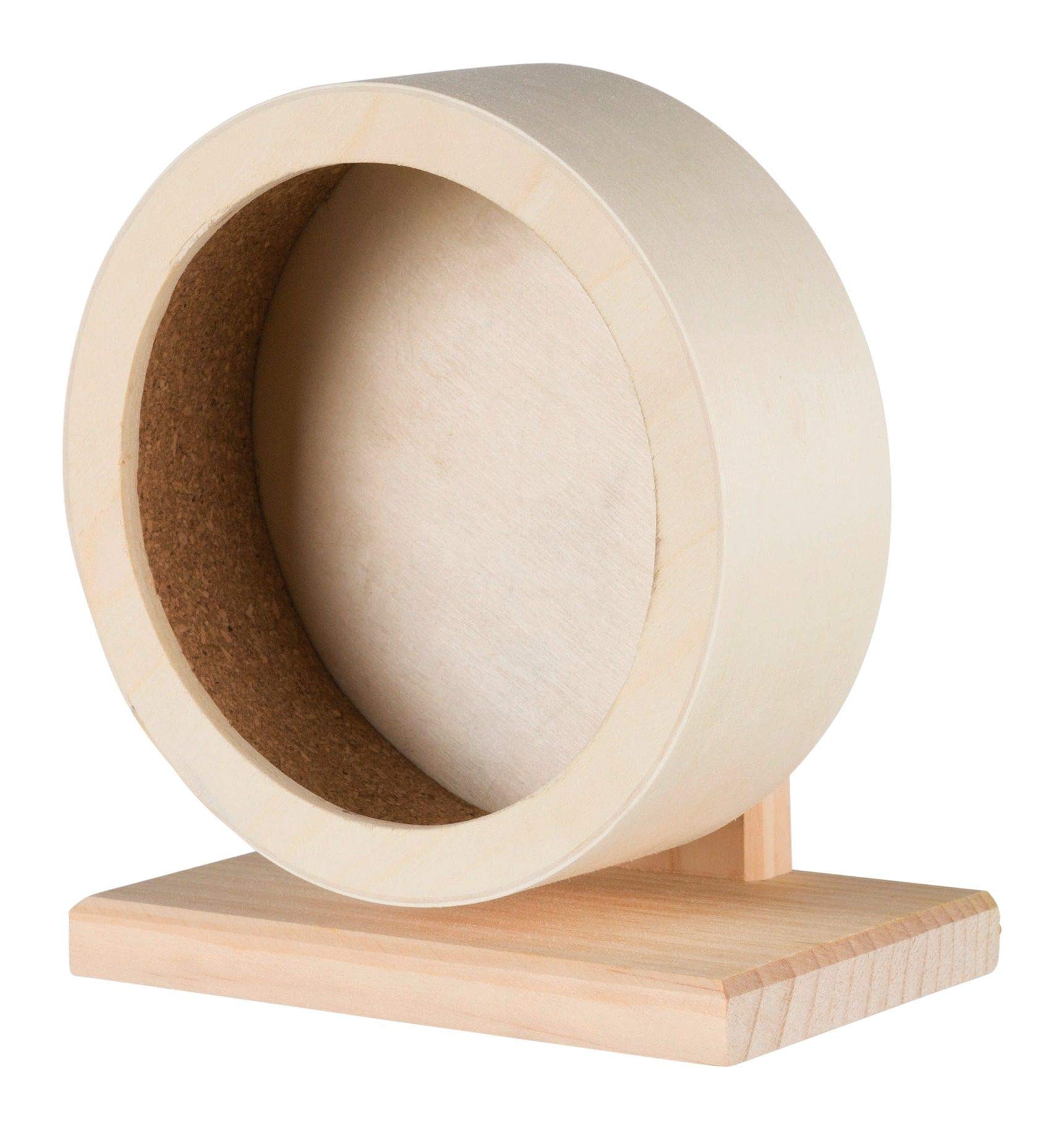 TRIXIE Laufrad mit Kugellager - für Hamster - geschlossene Korklauffläche - unbehandeltes Holz - Durchmesser Laufrad: 28 cm - 60923 - 5