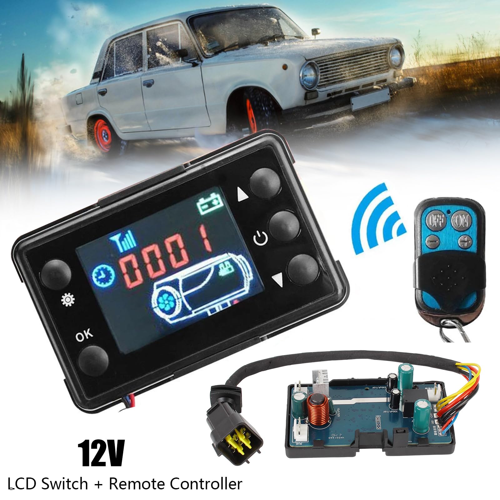 Auto Luft Diesel Heizung Steuerplatine, Auto Heizung Steuerplatine, Auto Heizung Steuerung Motherboard mit LCD Schalter Fernbedienung Passend für 12V 3KW/5KW Diesel Luftheizung