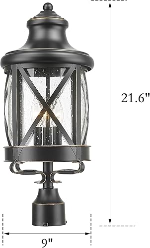 Miniatura 3 de ALLGOT Farol de poste de lámpara de granja, lámpara de poste para exteriores, linterna exterior vintage, farol de poste para jardines, patios,