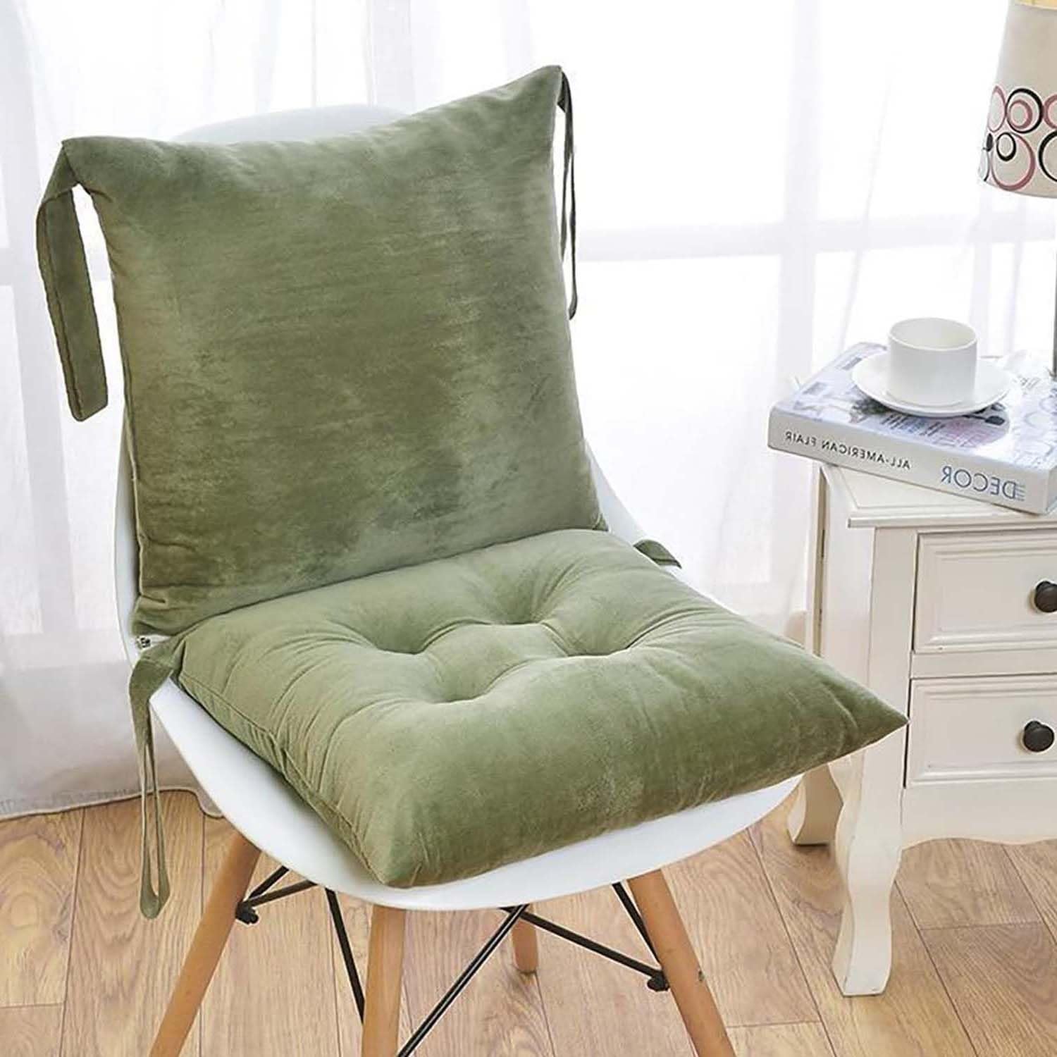 Galette De Chaise De Jardin Lot De 4 Coussins De Chaise 40x80 Cm Avec Dossier - Velours Doux, Rembourrage Perlé - Pour Intérieur/extérieur, Antidérapant
