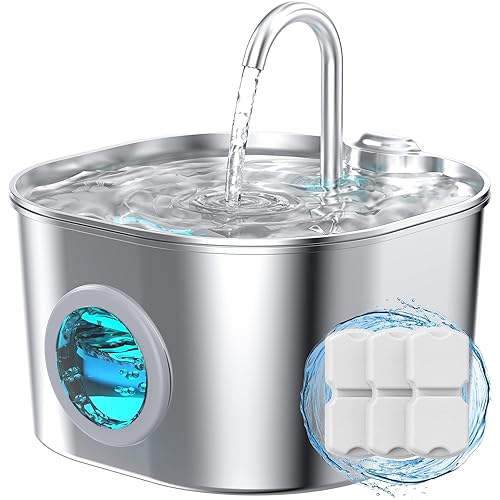 Cat Water Fountain Stainless Steel: Pet Fountains for Cats/Dog Indoor Automatic Waterer Bowls for Drinking Small Animal Water Dispenser Metal Pets Watering Faucet Bottle Auto Kitty Watering Supplies