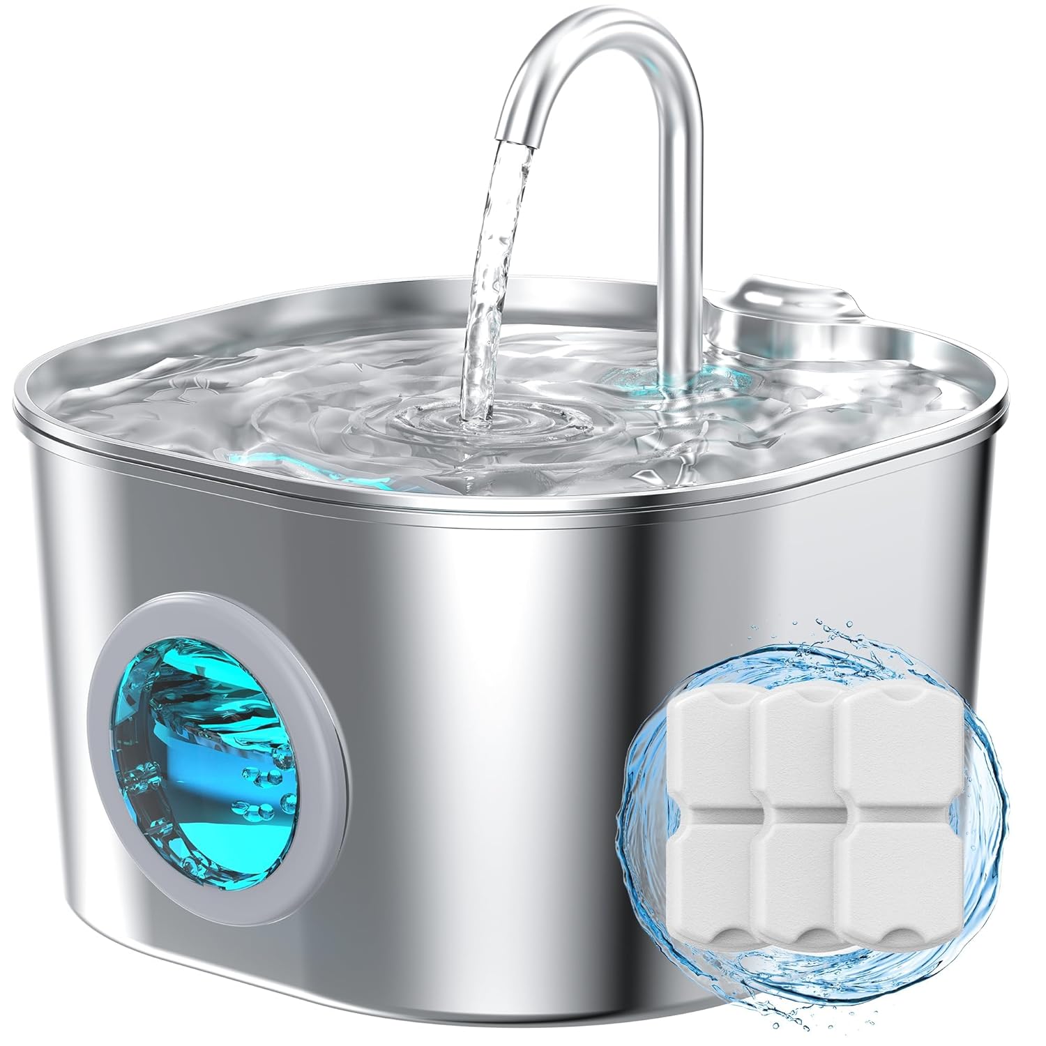 Cat Water Fountain Stainless Steel Pet Fountains for Cats Dog Indoor Automatic Waterer Bowls for Drinking Small Animal