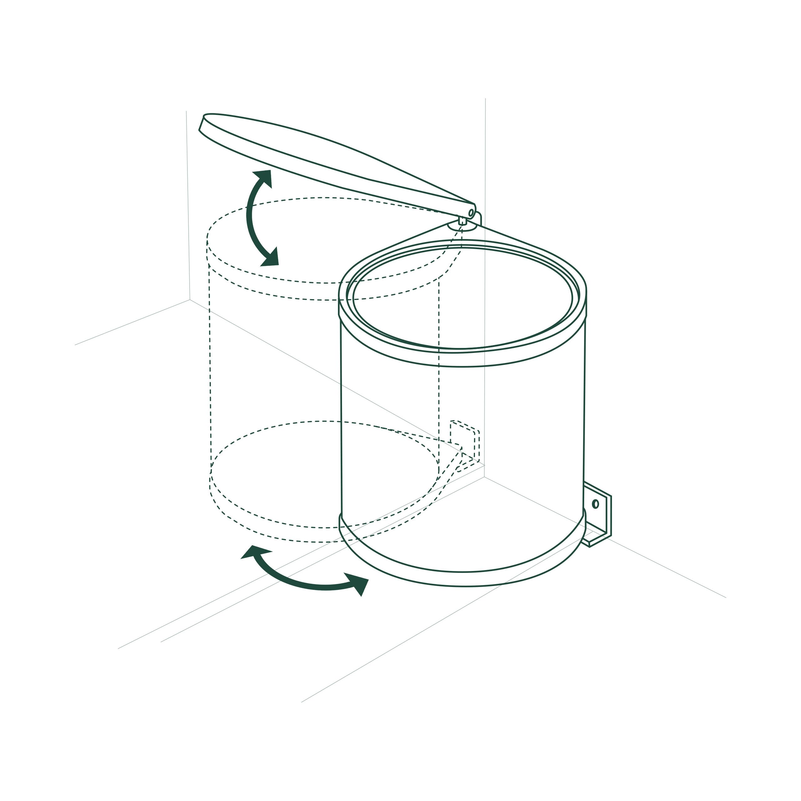 Relaxdays Cestino da Incasso 14 l, HxBxT 32,5x28x34 cm, Acciaio Inox, Secchio Interno, per Anta
