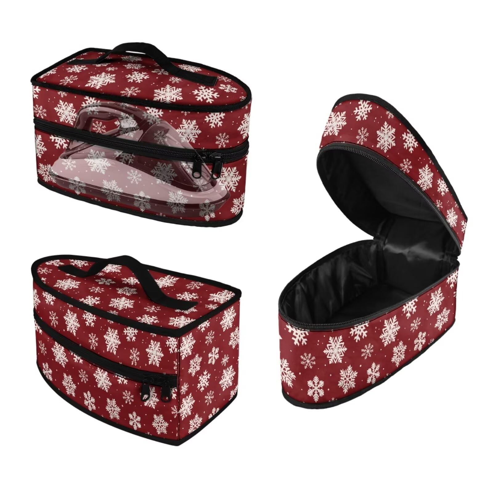 ASQVTIFE Christmas Snow Iron Storage Bag Christmas Decor Travel Carrying Case for Portable Steamer with Zipper Handle Snow Iron Organizer Bag Print Steam Irons Storage Box Easy to Clean