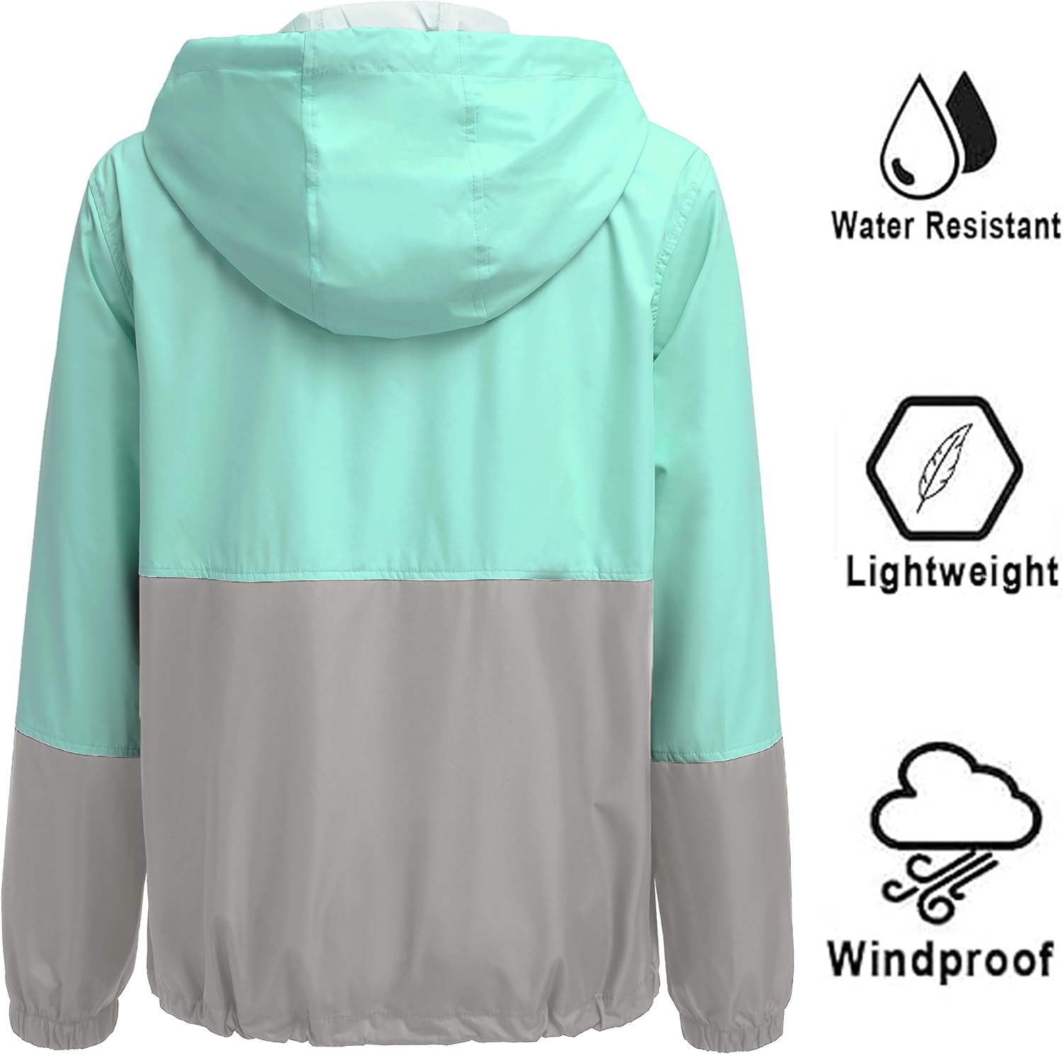 SoTeer Women's Waterproof Raincoat Outdoor Hooded Rain Jacket Windbreaker S-XXXL - Image 3