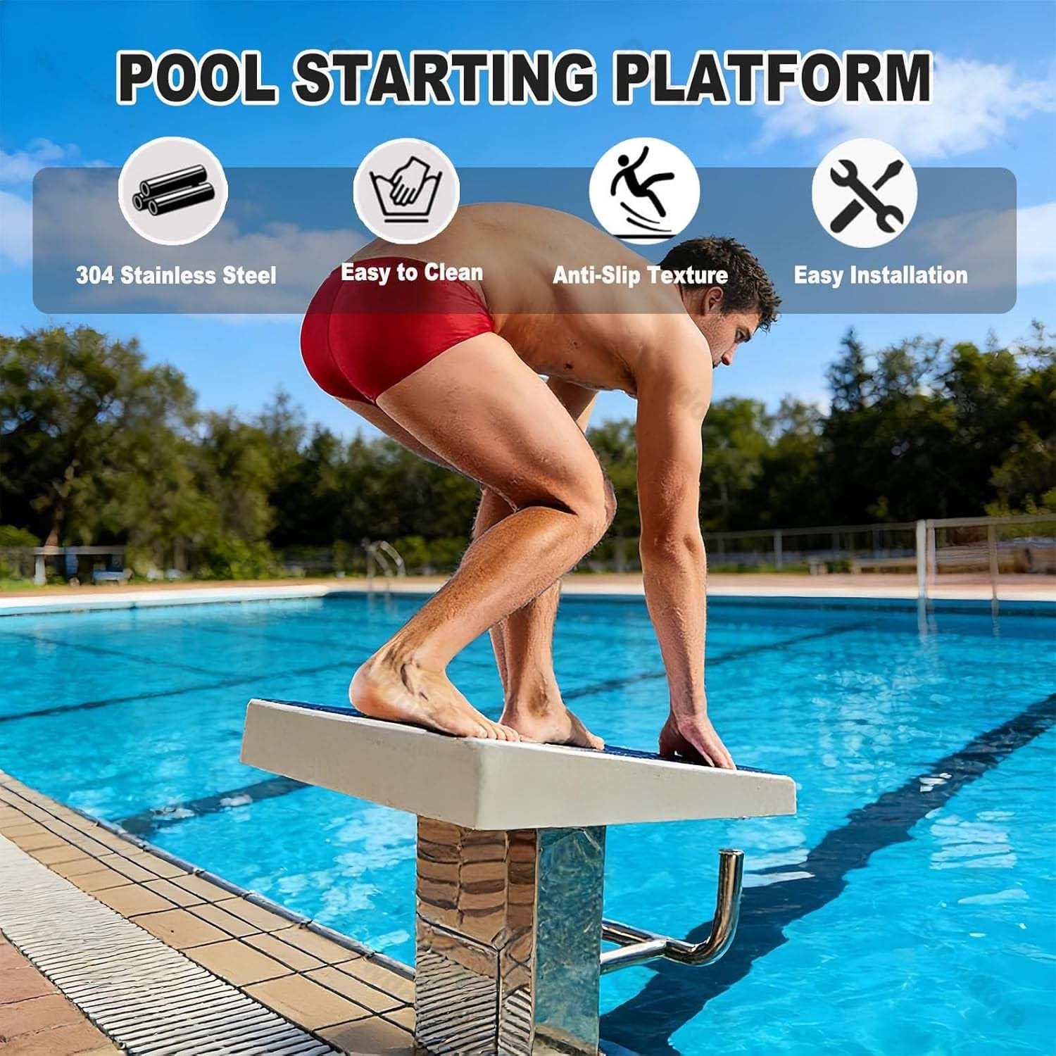Tavola per immersioni per piscine pesanti, supporto inclinato a 15° con superficie antiscivolo, piattaforma di immersione sicura per piscine interrate e fuori terra