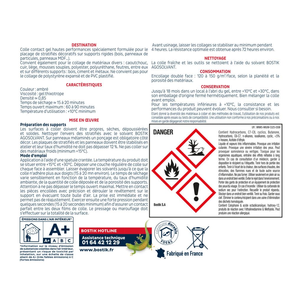 Bostik Colle Agoplac en Gel Bidon 5 L Ambré