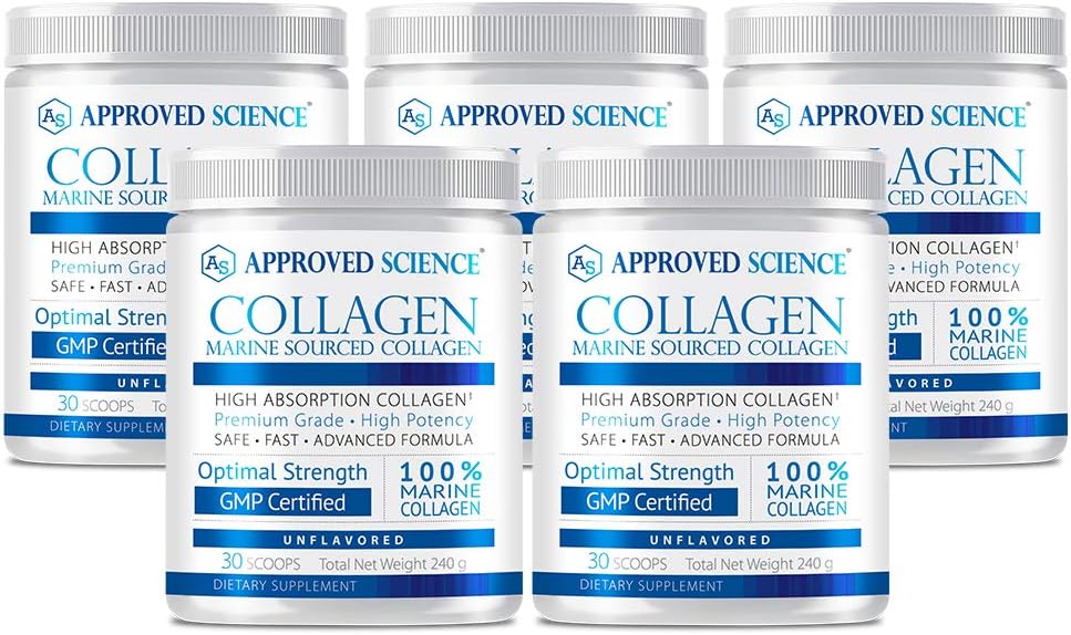 Approved Science Collagen Powder - Unflavored Hydrolyzed Collagen Peptides for Women & Men - Marine Sourced - Hair, Skin, Nails & Joints - 30 Scoops - 1 Month Supply