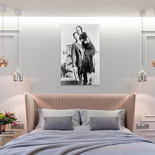 Miniatura 8 de Póster en blanco y negro con Bonnie y Clyde Wanted Gangster, decoración de pared, póster de arte de pared, pinturas en lienzo, decoración de pared,