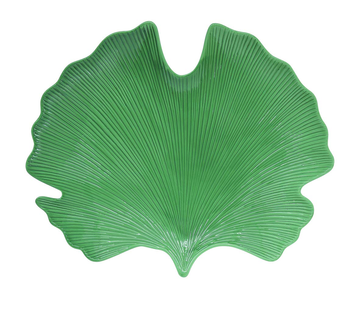 Plateau Feuille Ginko porcelaine vert plat de service design 35x29