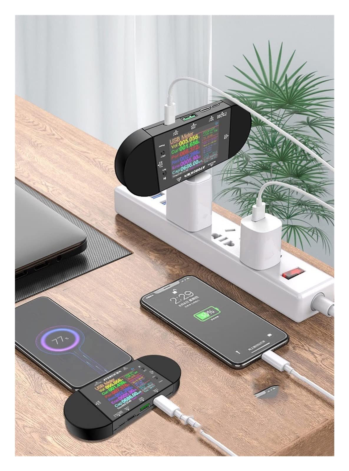 Urządzenie pomiarowe tester USB Usb. Tester Type-C 2.4 "Calowy Voltmeter AMMETER Power Bank Napięcie Napięcie Volt Pd. Tranger Miernik elektryczny.