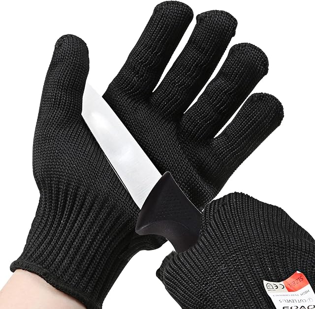 OVOS Work Gloves Stainless Steel Wire Mesh Gloves Cut Resistant, Safety Work gloves Anti-Slash Cut Static Resistance Protect Gloves - Resistant Level 5 Cut Protection